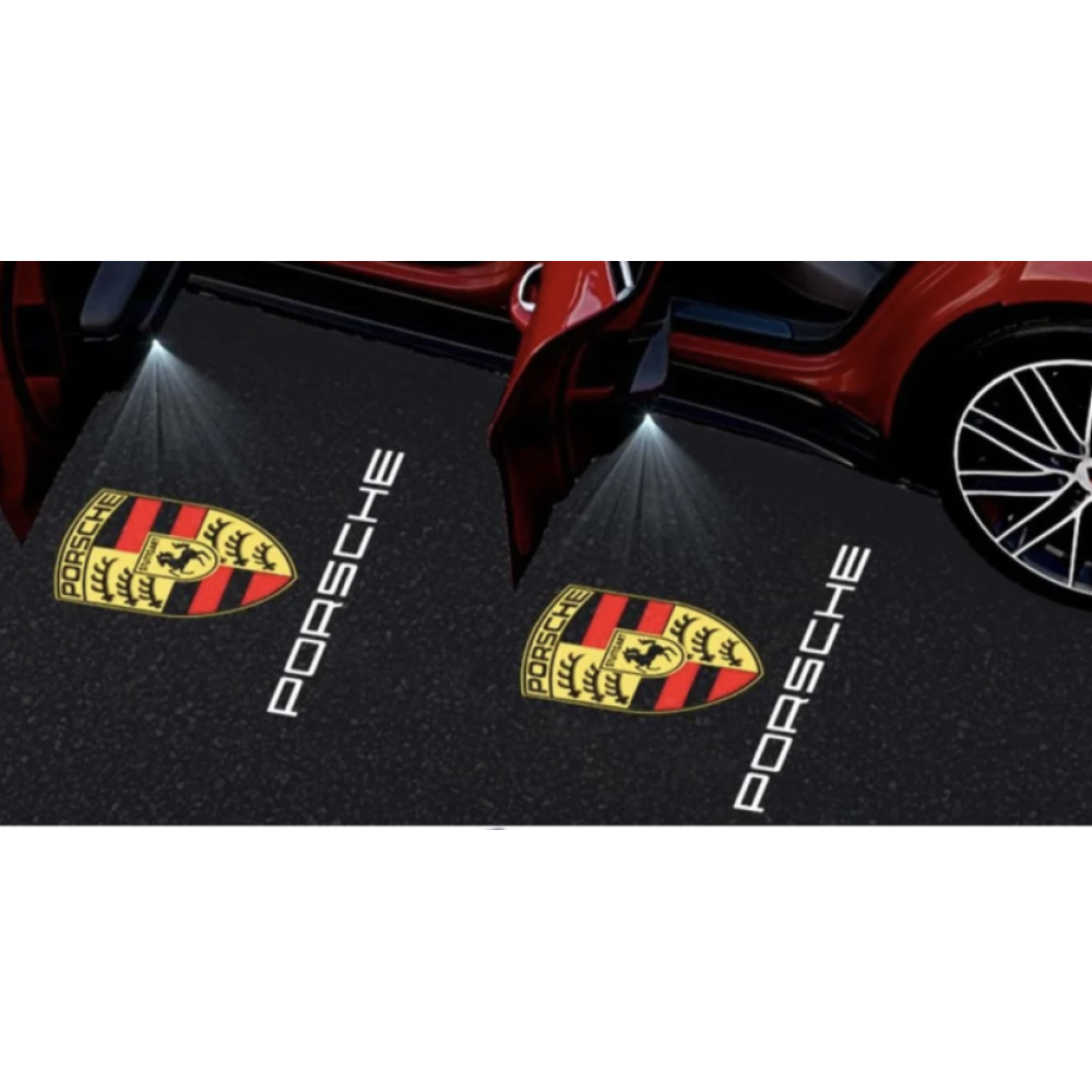 LED проекция подсветка логотипа для дверей Porsche (универсальный комплект 2 шт.)