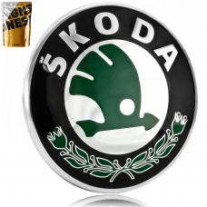 Эмблема логотип шильдик значок крышки багажника Skoda Octavia Tour , A5 , Fabia , Rapid , Superb ( зеленая маленькая 79мм )  5J0853621 , 5JA8536872