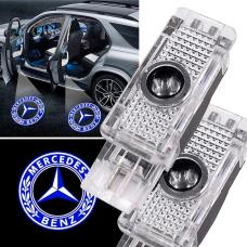 Светодиодная проекция логотипа Mercedes-Benz C-class W203, W208, W209, W240  CLK, SLK, CLS, (2шт)