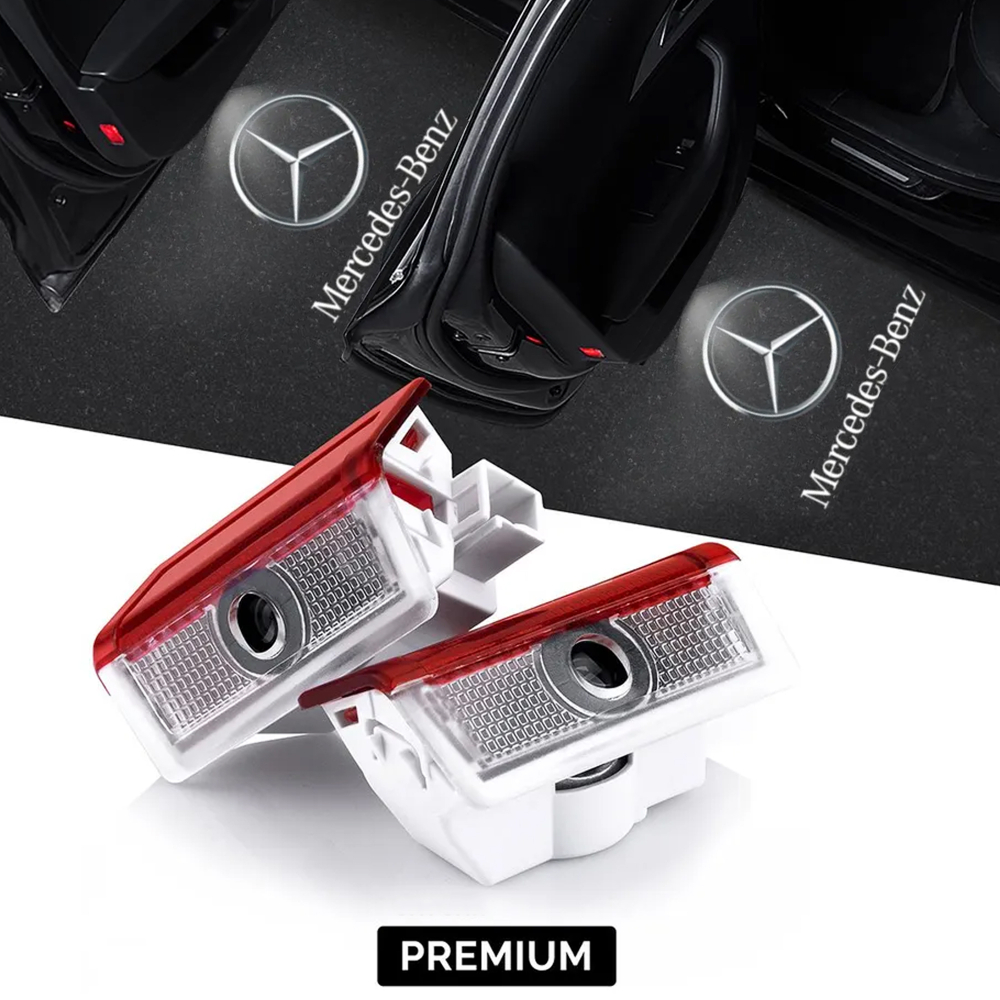LED проекция подсветка логотипа для дверей Mercedes-Benz (большинство моделей) W176 W205 W212 W213 W246 W166 ML GL GLE GLA GLS (комплект 2 шт)