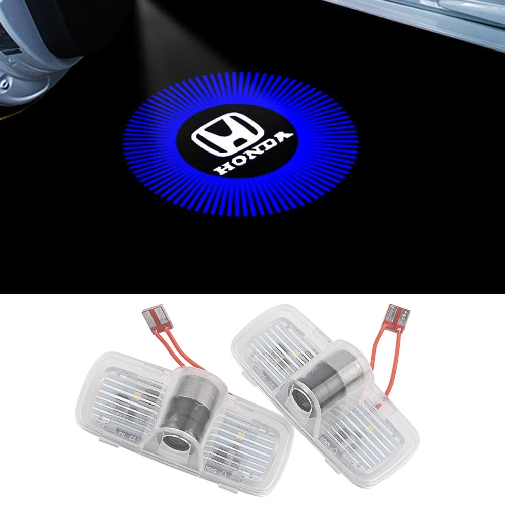LED проекция подсветка логотипа двери Honda Accord 7, Pilot, Crosstour (СИНИЕ 2 шт)