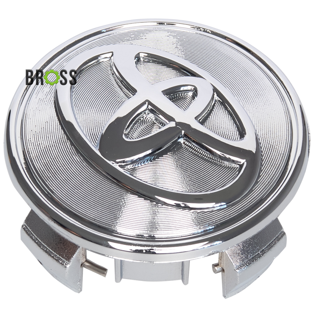 Заглушки ковпачки для литих дисків Toyota Avensis, Corolla, RAV 4, Land Cruiser, Camry, Highlander, Hilux, Prius, C-HR, Yaris (Срібні 62 мм)