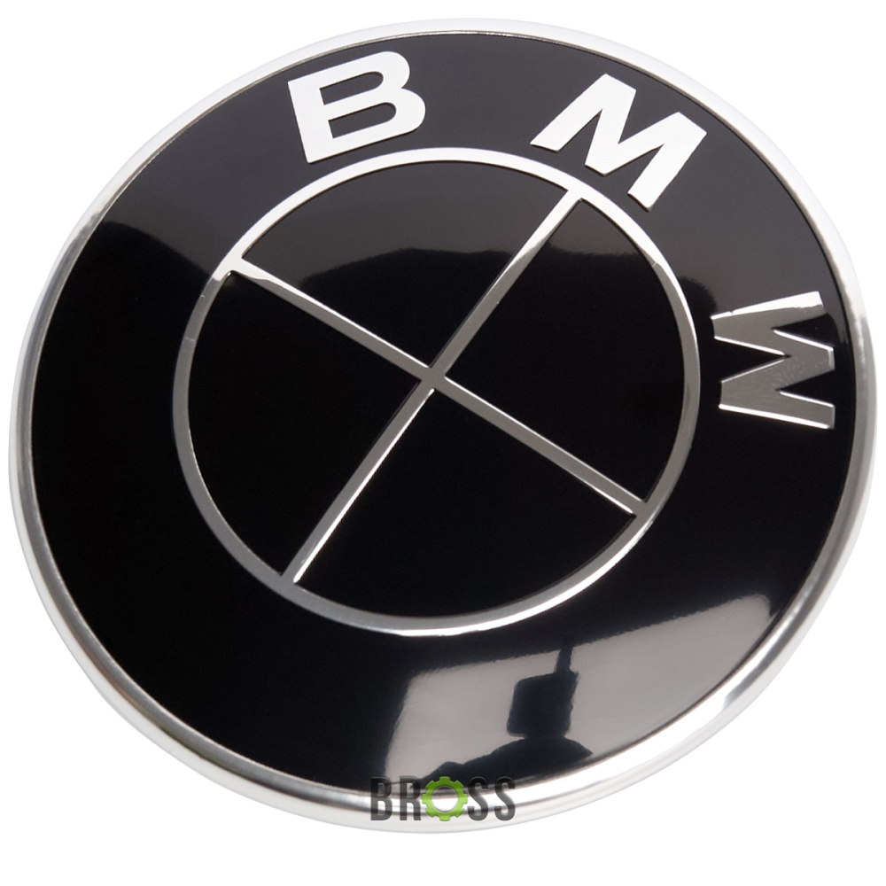 Эмблема логотип шильдик значок капота , багажника BMW 51148132375 ( FULL BLACK 74мм)