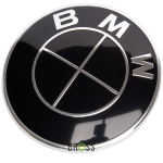 Эмблема логотип шильдик значок капота , багажника BMW 51148132375 ( FULL BLACK 74мм)