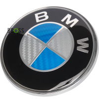 Емблема логотип шильдик значок капота , багажника BMW 82мм (синій карбон)