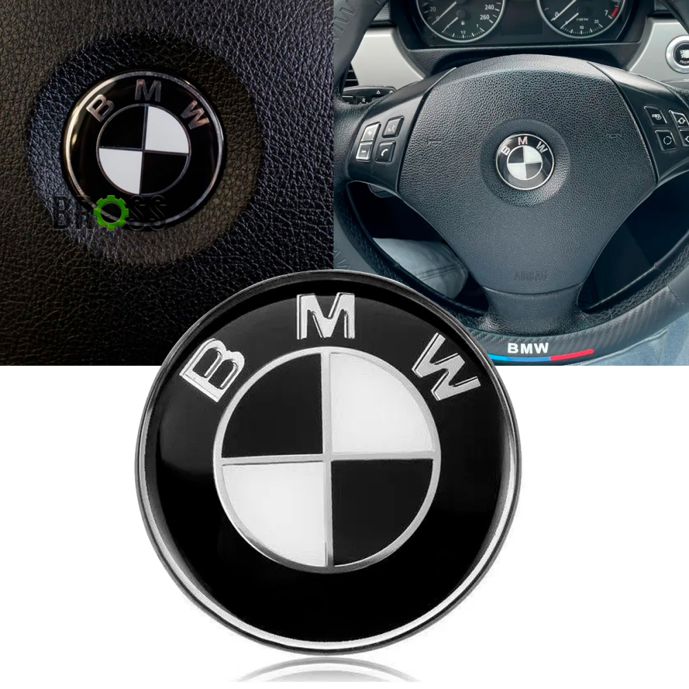 Эмблема логотип шильдик значок руля BMW (черная 45мм)