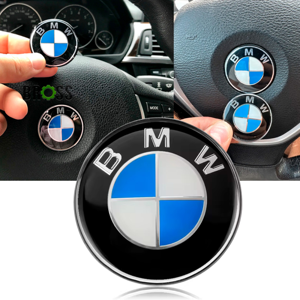 Эмблема логотип шильдик значок руля BMW (синяя 45мм)