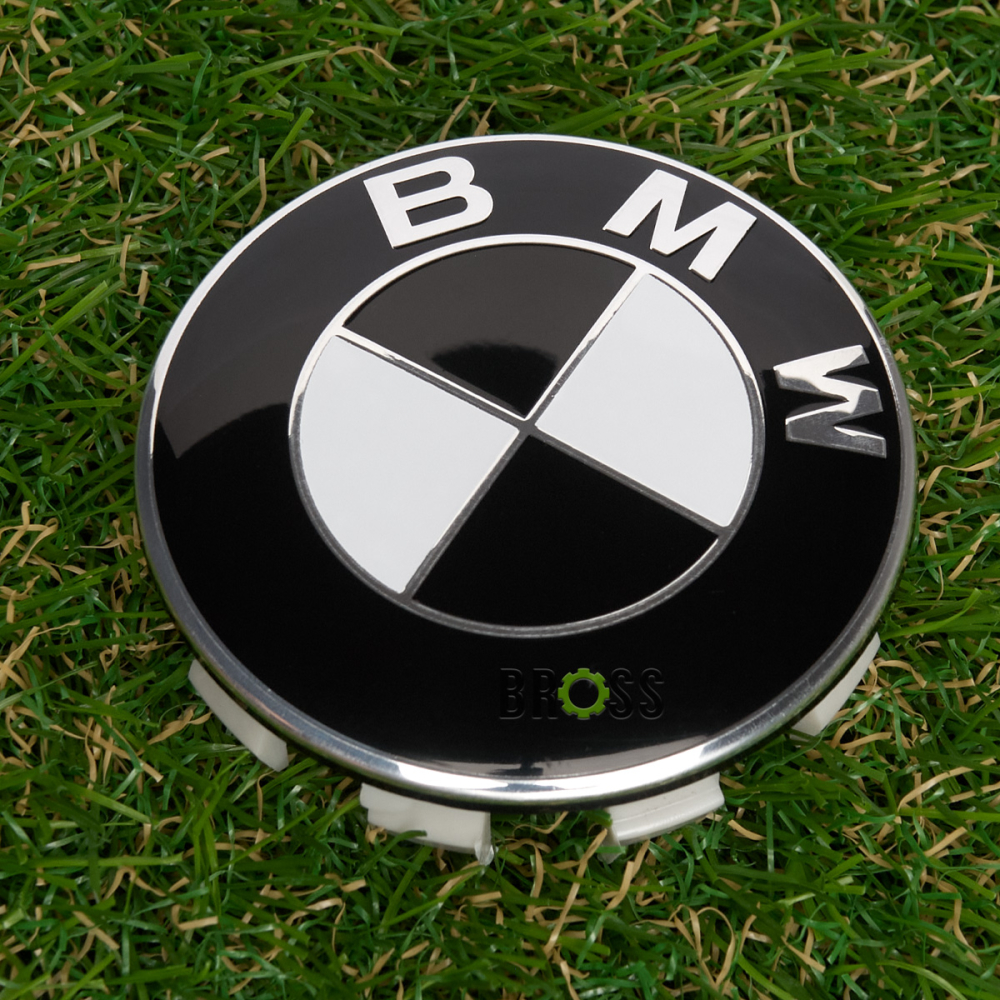 Заглушки колпачки литых дисков для BMW (черная) (68 мм)