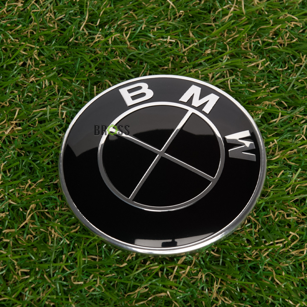 Эмблема логотип шильдик значок капота , багажника BMW 51148132375 ( FULL BLACK 74мм)