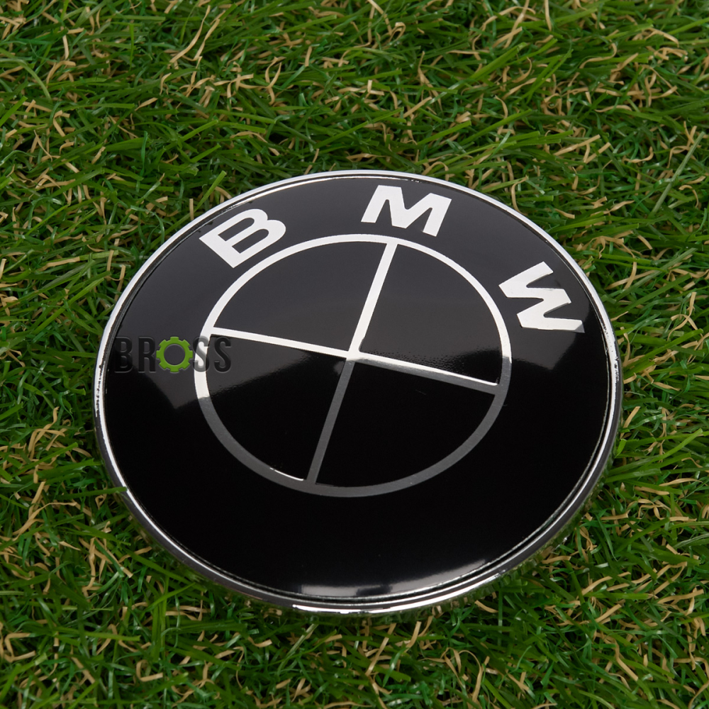 Эмблема логотип шильдик значок капота , багажника BMW 51148132375 ( FULL BLACK 78мм)