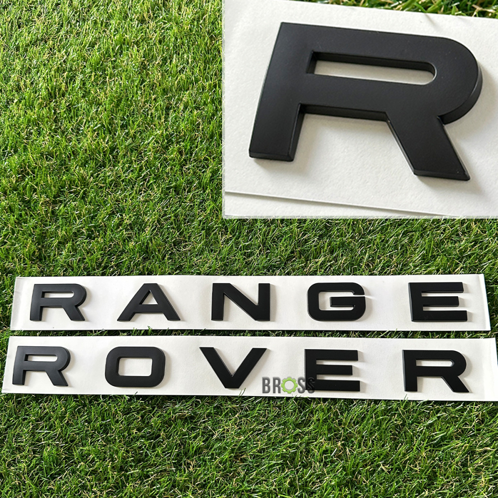 Эмблема надпись Range Rover, Рендж Ровер на капот и багажник черный матовый