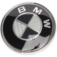 Емблема логотип шильдик значок капота , багажника BMW 74мм (чорний карбон)