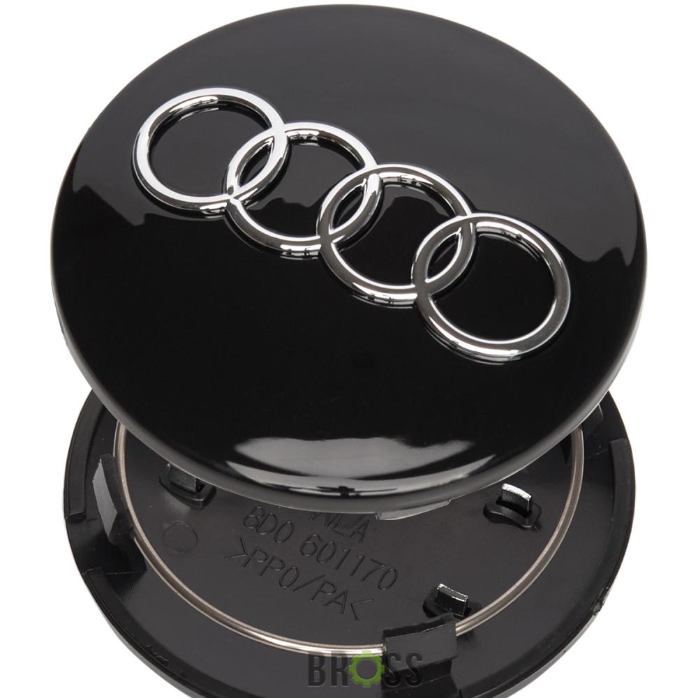 Заглушки колпачки литых дисков для Audi 68/57мм (Черные)