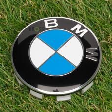 Заглушка колпачка литых дисков для BMW E30, E32, E34, E36, E38, E39, E46, E60, E65, E66, E90, E91, E92, E93, X5 (E53, E70) X6 (синяя) (68 мм)