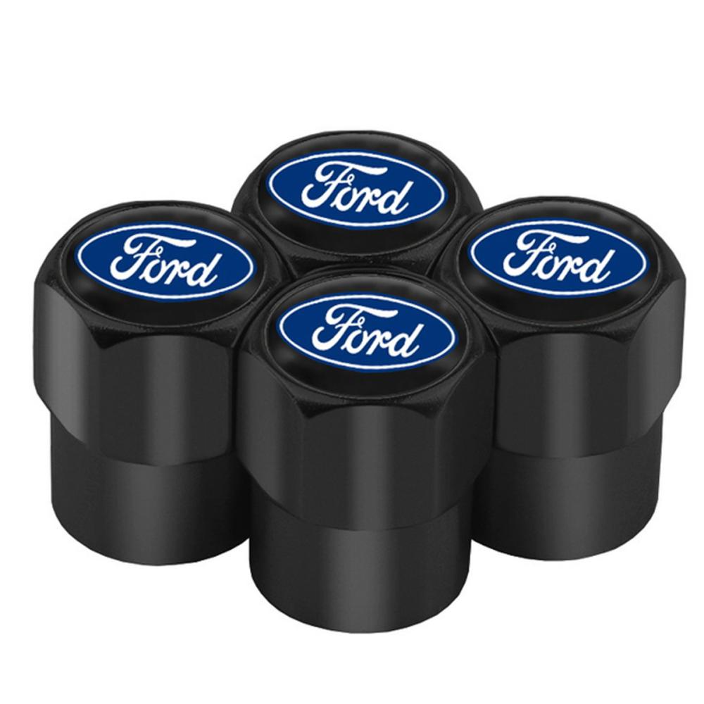 Металлические колпачки на ниппель Ford (Комплект 4 шт.) Черные