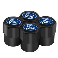 Металлические колпачки на ниппель Ford (Комплект 4 шт.) Черные