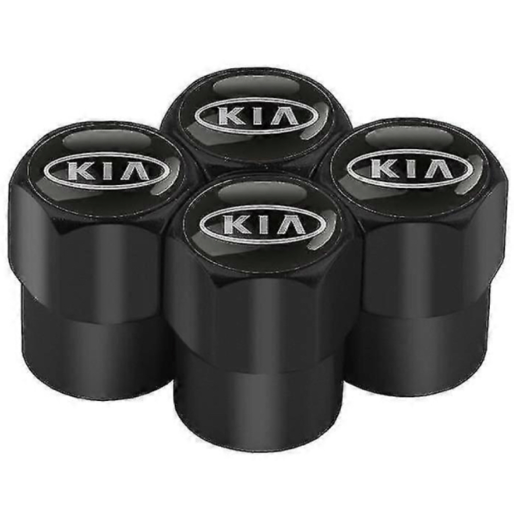 Металеві ковпачки на ніпель Kia (Комплект 4 шт.) Чорні