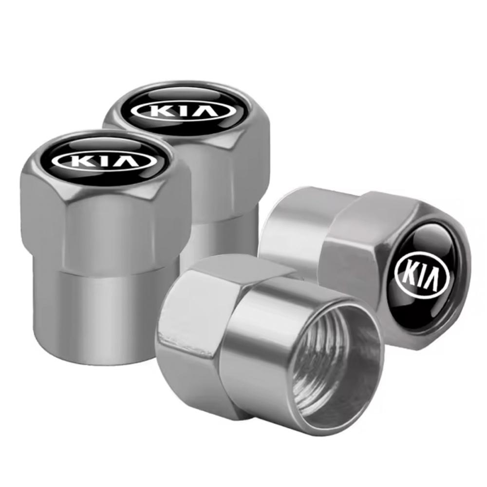 Металеві ковпачки на ніпель Kia (Комплект 4 шт.) Хром