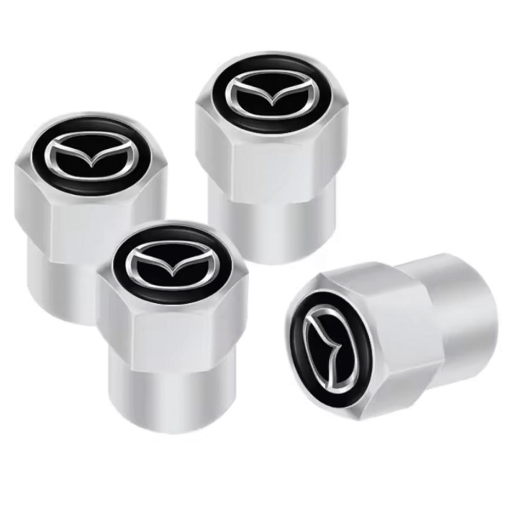 Металлические колпачки на ниппель Mazda (Комплект 4 шт.) Хром