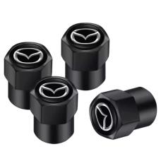 Металлические колпачки на ниппель Mazda (Комплект 4 шт.) Черные