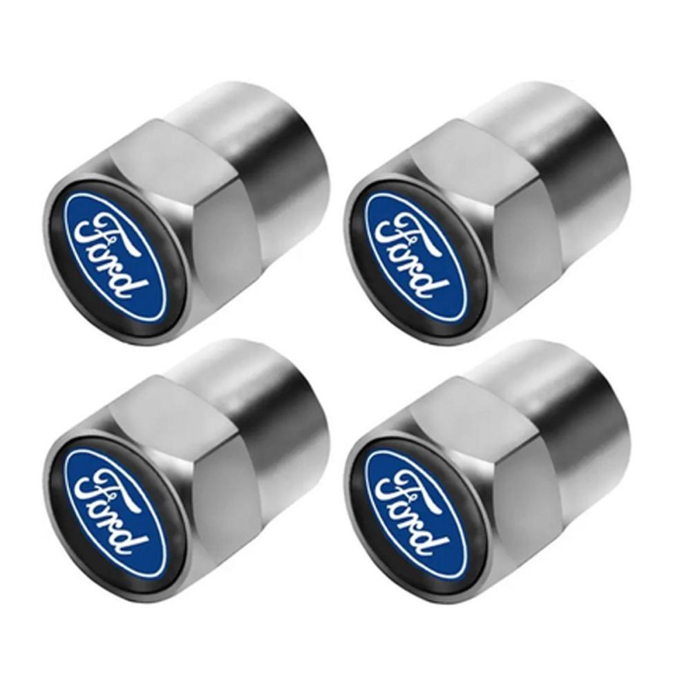 Металлические колпачки на ниппель Ford (Комплект 4 шт.) Хром