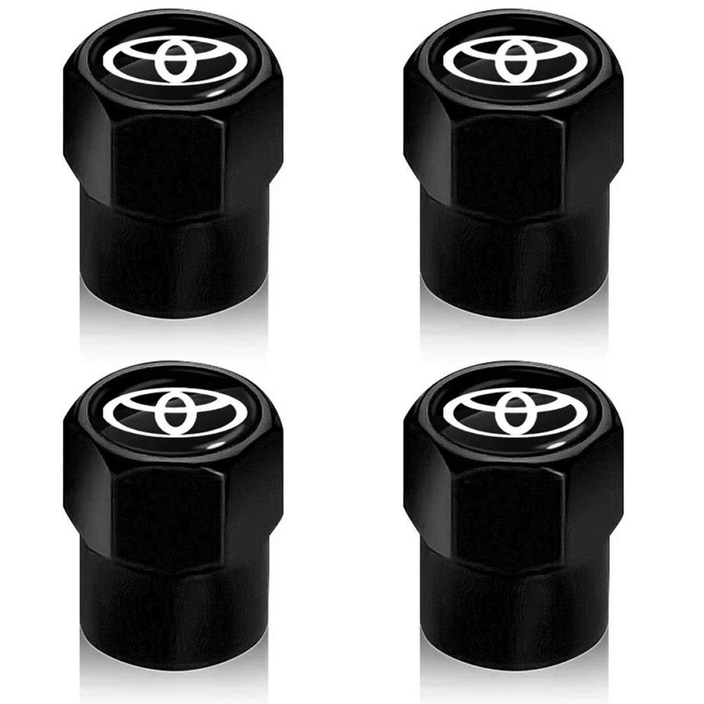 Металлические колпачки на ниппель Toyota (Комплект 4 шт.) Черные