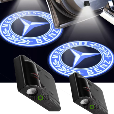 Проекция Led подсветка логотипа для дверей Mercedes-Benz синяя (универсальный комплект 2 шт)