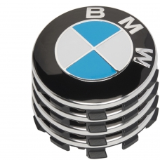 Заглушки колпачки литых дисков для BMW E30, E32, E34, E36, E38, E39, E46, E60, E65, E66, E90, E91, E92, E93, X5 (E53, E70) X6 (синяя) комплект 4 шт (56 мм)