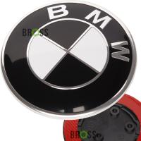 Емблема логотип шильдик значок капота BMW F30, F02, F06, X5 F15, F20, F25, F26 728875202 ЧОРНА (82мм - три ножки)