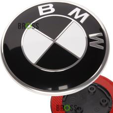 Эмблема логотип шильдик значок капота BMW F30, F02, F06, X5 F15, F20, F25, F26 728875202 ЧЕРНАЯ (82мм - три ножки) 