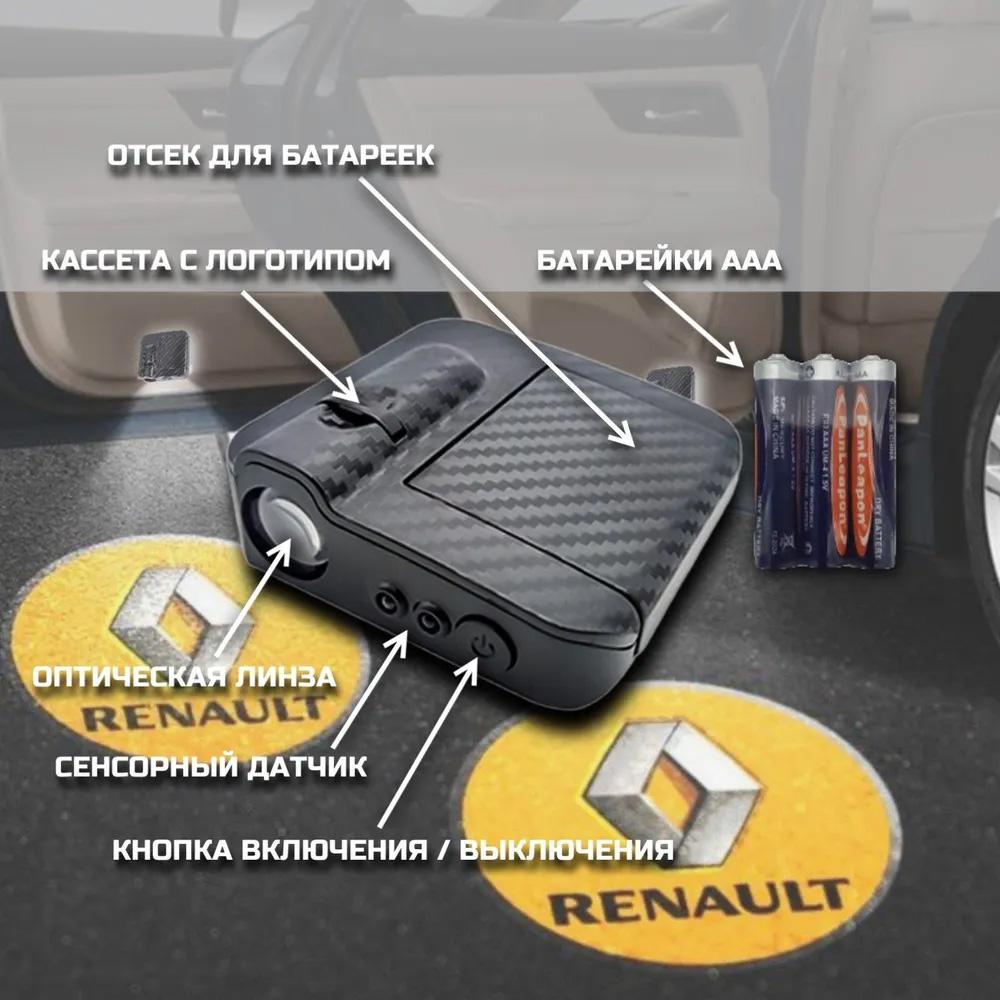 Светодиодная универсальная проекция логотипа для автомобиля Renault Koleos, Magane, Laguna ,  Espace, Vel Satis, Clio, Trafic