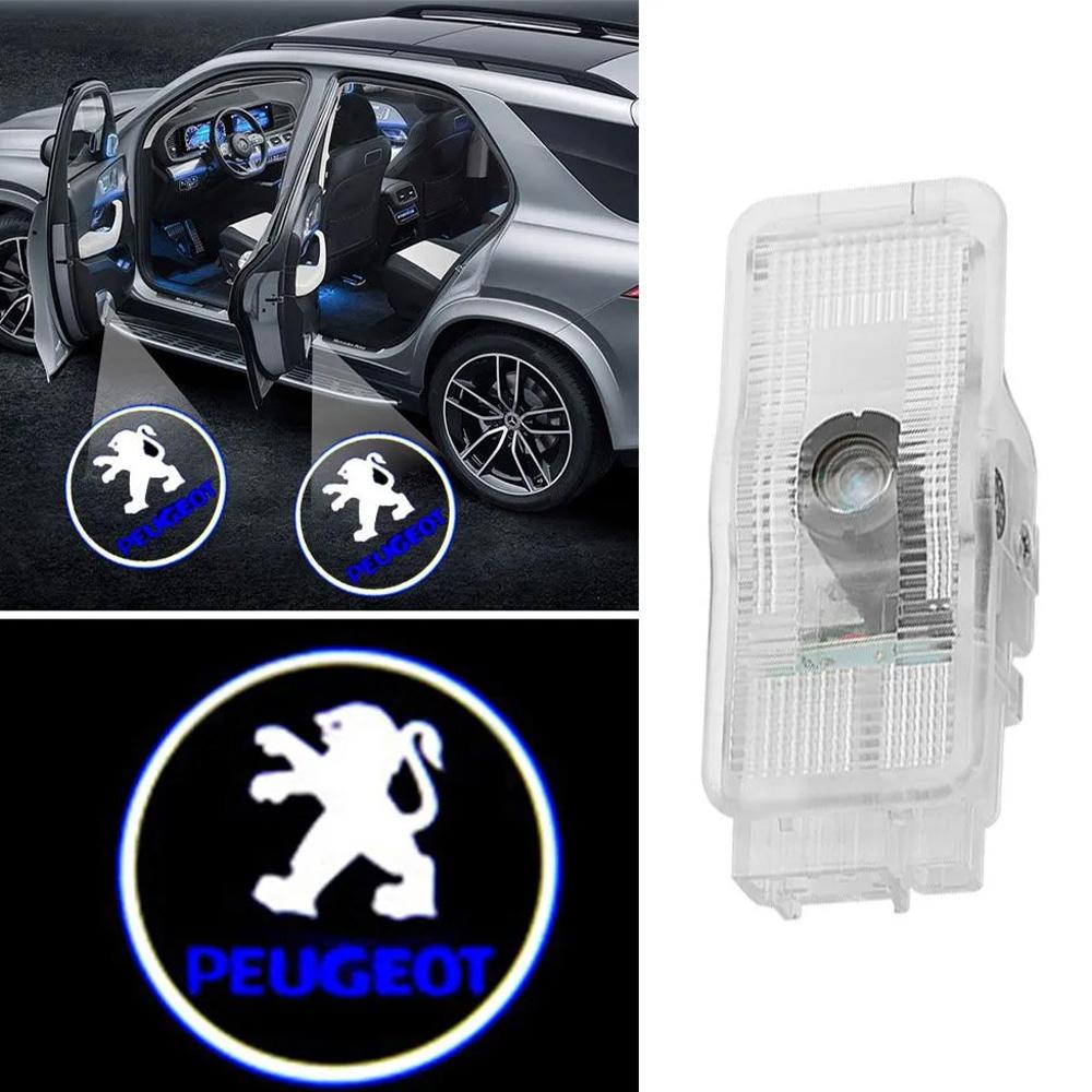 Светодиодная проекция логотипа Peugeot 206, 207, 306, 307, 356, 357, 406, 407, 408, 508, 5008, 607, 806, 1007.  (2шт)