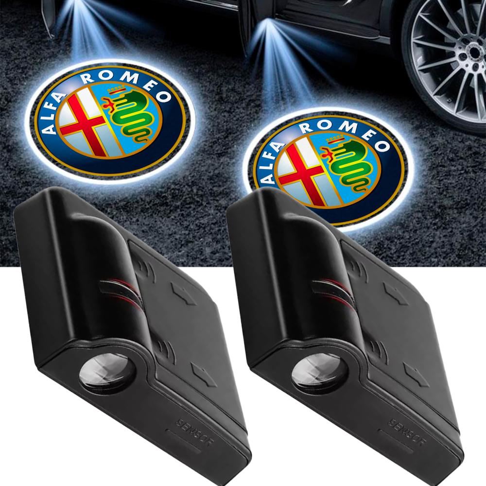 LED проекция подсветка логотипа для дверей Alfa Romeo (универсальный комплект 2 шт.)