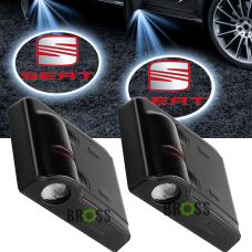 LED проекция подсветка логотипа для дверей Seat (универсальный комплект 2 шт.)
