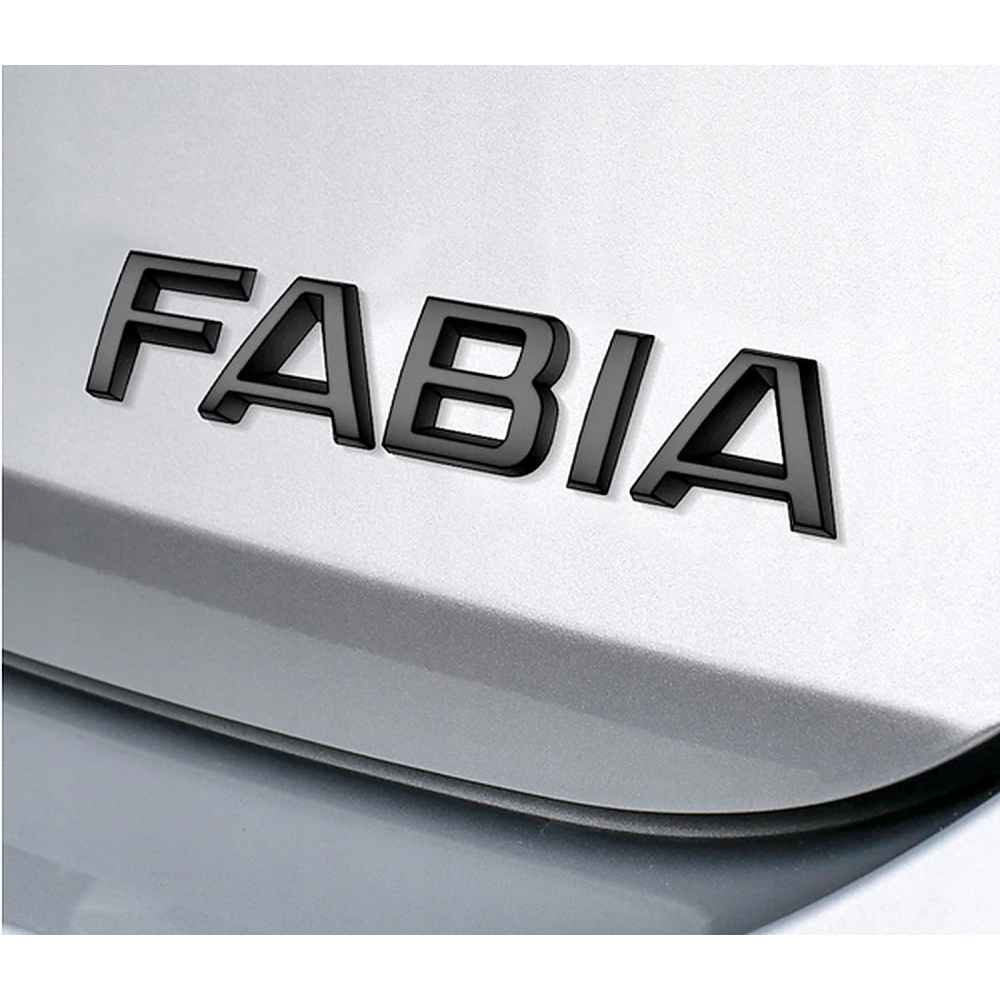 Эмблема шильдик наклейка надпись (FABIA) Skoda Fabia (черная глянцевая) 13.6x2.2 см