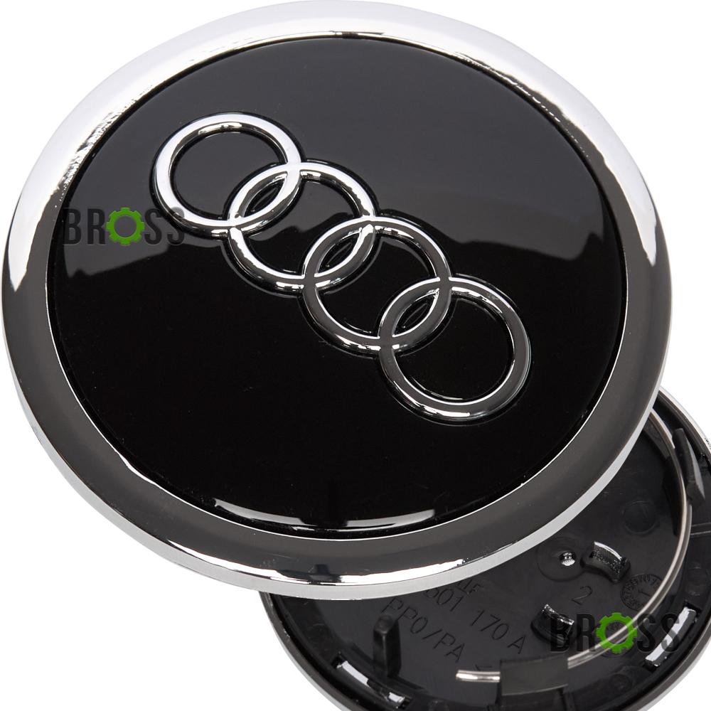 Заглушки колпачки литых дисков Audi 68/57мм (черные) 4B0601170A