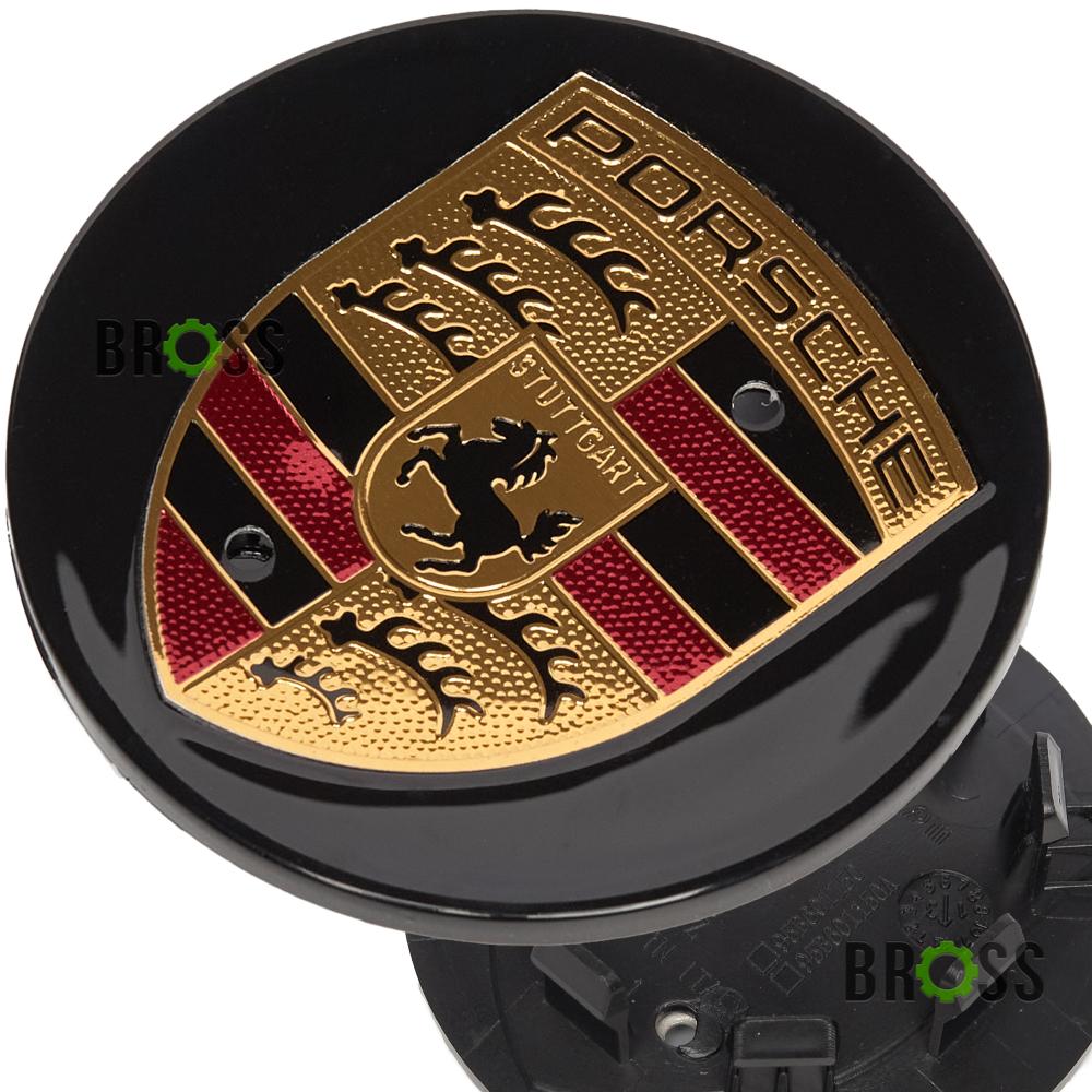 Заглушки ковпачки для литих дисків Porsche Порше 64/49мм 95B60150A, 95B601151AJE1 (чорні)