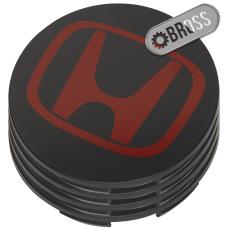 Заглушки колпачки для литых дисков Honda Accord, Civic, CR-V, Pilot, Odyssey, Jazz КОМПЛЕКТ ( Черная, логотип красный 68 мм)
