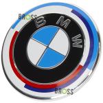 Эмблема логотип шильдик значок капота, багажника BMW (Юбилейная 50 лет) 51148132375 (82мм) 