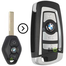 Выкидной корпус ключа на 3 кнопки BMW E46 , X3 E83 , X5 E53 , E38 , E39 ( тюнинг ключ ромбик с лезвием HU92 )