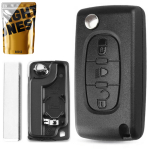 Выкидной корпус ключа на 3 кнопки Citroen C2 , C4 , C5 , C6 , C8 , Berlingo ( CE0536 с местом под аккумулятор , лезвие HU83 , свет ) 