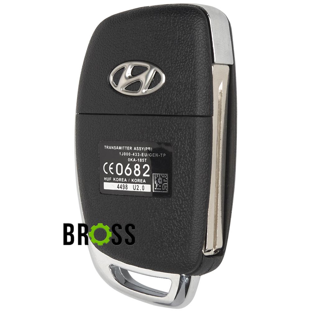 Выкидной корпус ключа на 4 кнопки Hyundai Elantra , Veloster , Sonata , Grandeur , Tucson , Cerato , Genesis , Accent , i20 , i30 , ix35 , i40 , Equus , Santa Fe , Kia Sorento , KIA Cerato ( центральное лезвие TOY40 , красная кнопка паник ) 