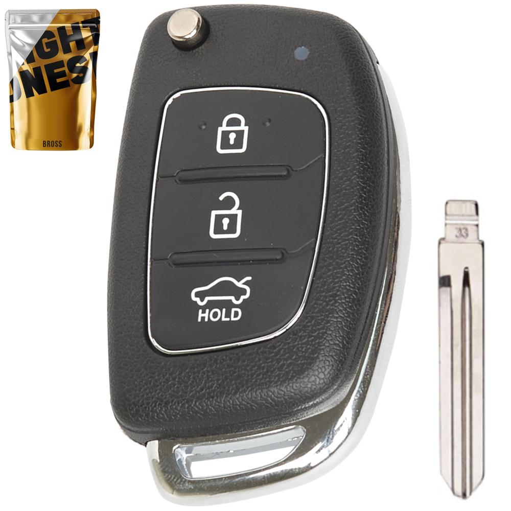 Выкидной корпус ключа на 3 кнопки Hyundai Elantra , Veloster , Sonata , Grandeur , Tucson , Cerato , Genesis , Accent , i20 , i30 , ix35 , i40 , Equus , Santa Fe , Kia Sorento , KIA Cerato
