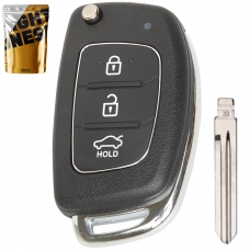Выкидной корпус ключа на 3 кнопки Hyundai Elantra , Veloster , Sonata , Grandeur , Tucson , Cerato , Genesis , Accent , i20 , i30 , ix35 , i40 , Equus , Santa Fe , Kia Sorento , KIA Cerato