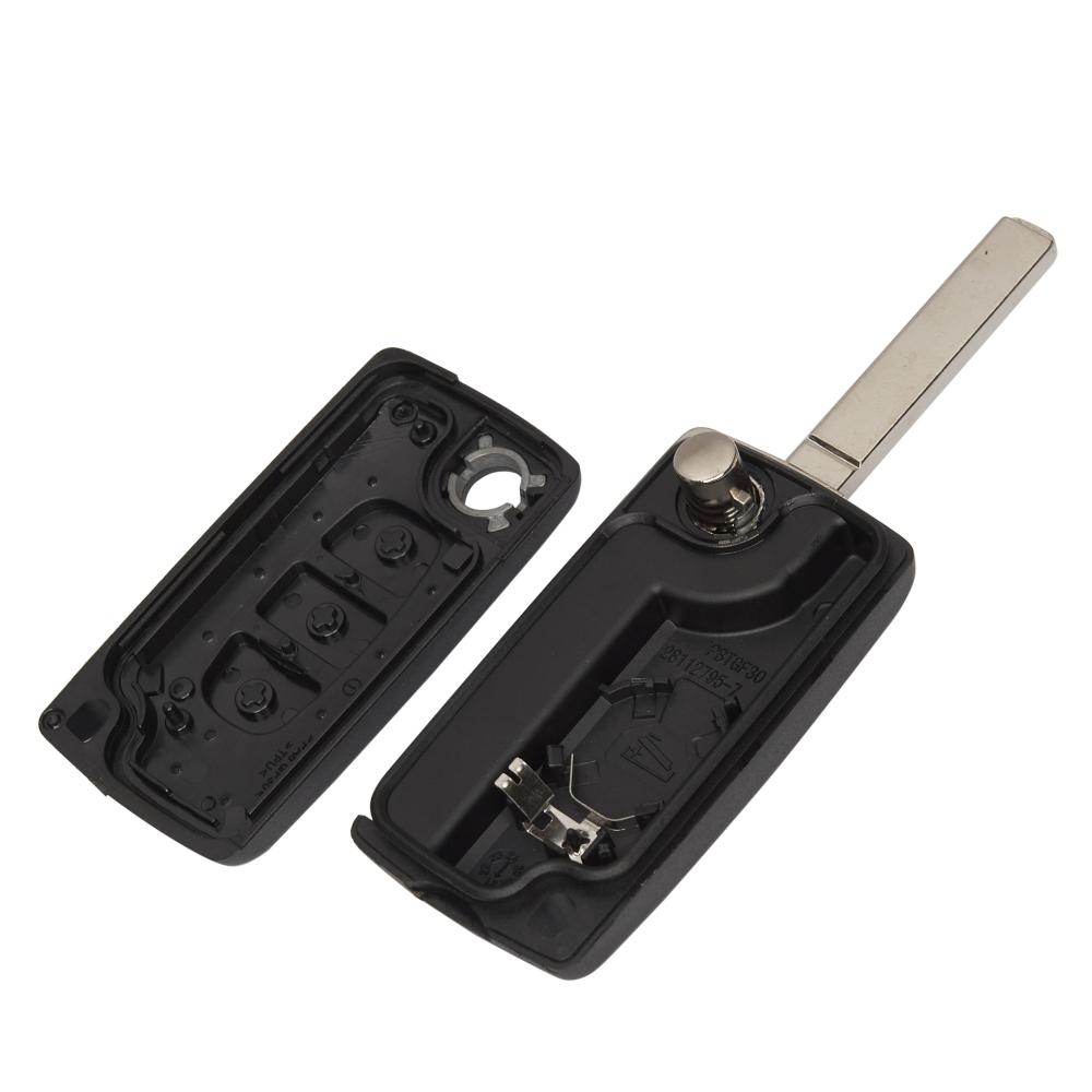 Выкидной корпус ключа на 3 кнопки Peugeot 107 207 307 308 407 408 607 (  CE0536 с местом под батарейку , лезвие VA2 , кнопка багажника )
