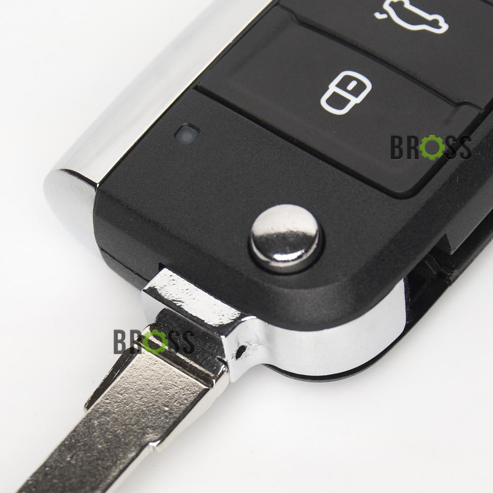 Выкидной корпус ключа на 3 кнопки  Skoda Octavia A7 5G6959752AB (хромовый)