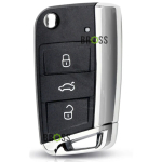 Выкидной корпус ключа на 3 кнопки  Skoda Octavia A7 5G6959752AB (хромовый)