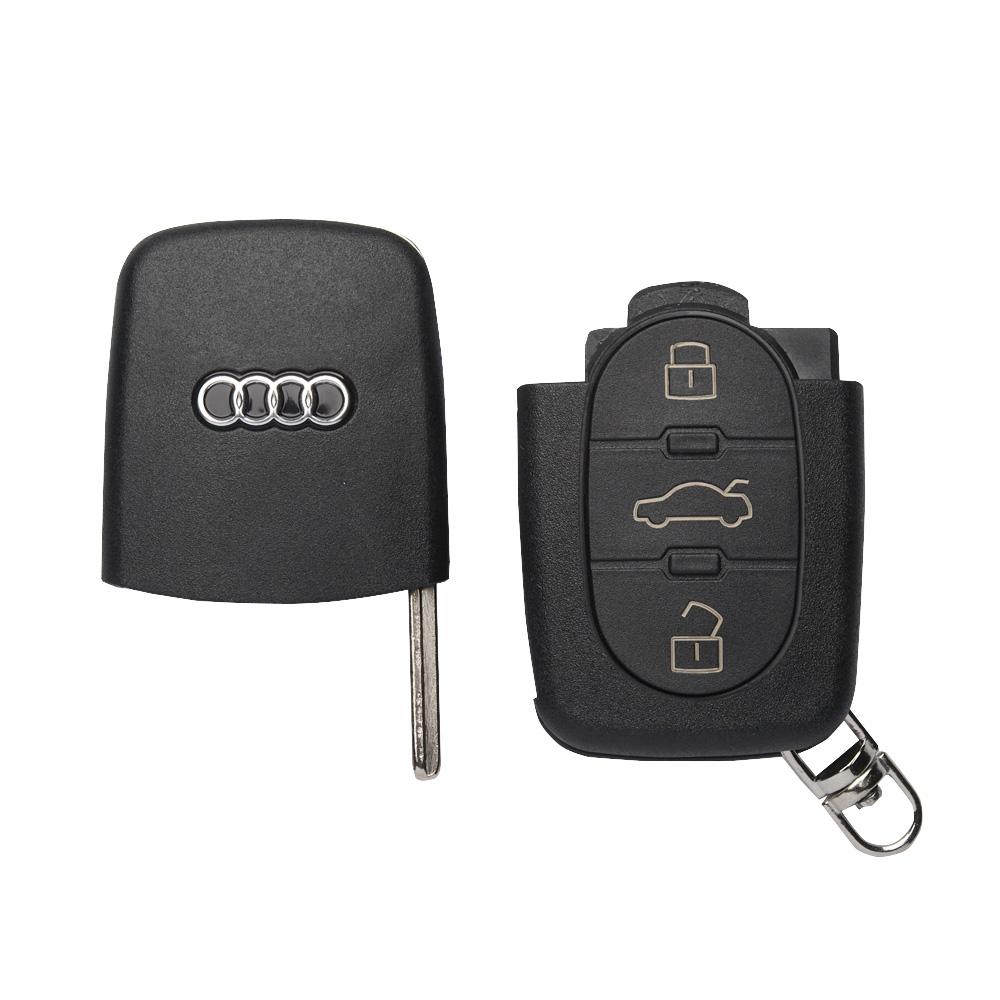 Выкидной корпус ключа на 3 кнопки Audi A2 , A3 ( 8L , 8P ) , A4 ( B5 , B6 ) A6 ( C5 ) , A8 , TT , RS4 ,  4DO837231 ( под батарейку CR1620 , лезвие HU66)