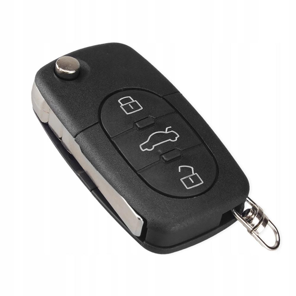 Выкидной корпус ключа на 3 кнопки Audi A2 , A3 ( 8L , 8P ) , A4 ( B5 , B6 ) A6 ( C5 ) , A8 , TT , RS4 ,  4DO837231 ( под батарейку CR1620 , лезвие HU66)