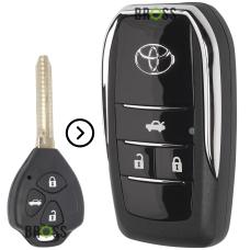 Выкидной корпус ключа на 3 кнопки Toyota Camry 40, Corolla , RAV4 , Avensis (тюнинг ключа из обычного в выкидной)